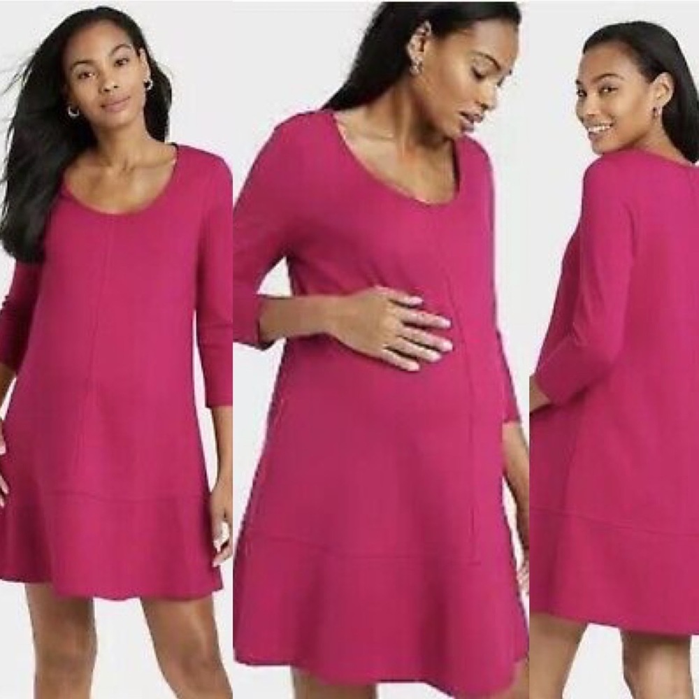THE NINES BY HATCH Women’s 3/4 Sleeve Maternity Dress